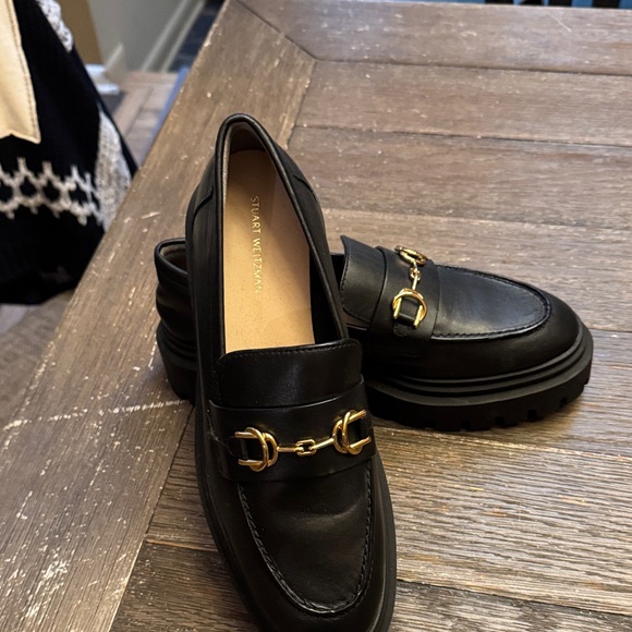 Stuart Weitzman Black Flats with Gold Buckles - Picture 1 of 1